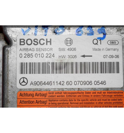 Mercedes-Benz Mercedes-Benz Vito W639 Steuergerät Airbag  A9064461142 0285010224 -10054- ECUs & Steuergeräte