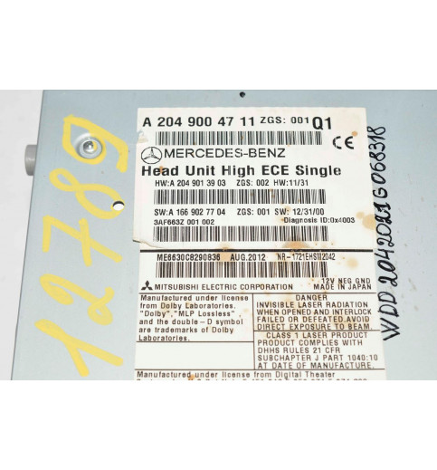 Mercedes-Benz Mercedes W204 Radio A2049004711 -12789- Kombi- & Cockpit-Instrumententeile