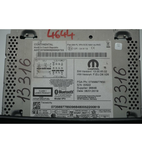 Fiat Fiat Ducato,Boxer,Jamper Radio ohne Rückfarkamera 07356977850   -13316- Autoradios