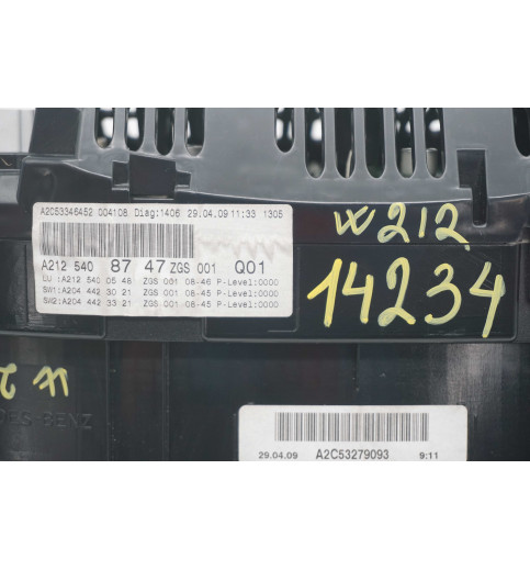 Mercedes-Benz Mercedes W212 E-Klasse Tacho Kombiinstrument A2125408747  341230 KM -14234- Kombiinstrumente