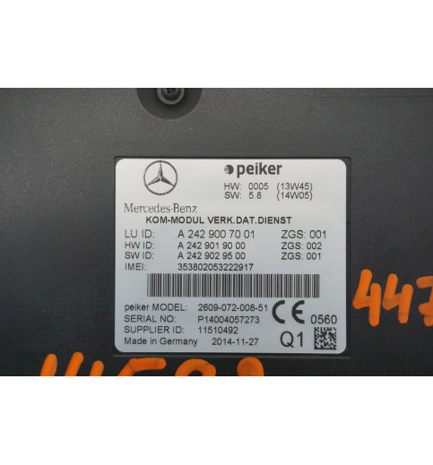 A2429007001 A2429019000 Mercedes W447 V-klass Steuergerät Telematic -14592-