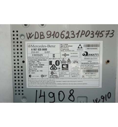 A9078208600 Mercedes Sprinter W907-910 Autoradio Audio System -14908-