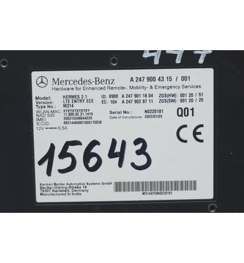 A2479004315 A2479011804 Mercedes W447 Steuergerät Kommunikationsmodul